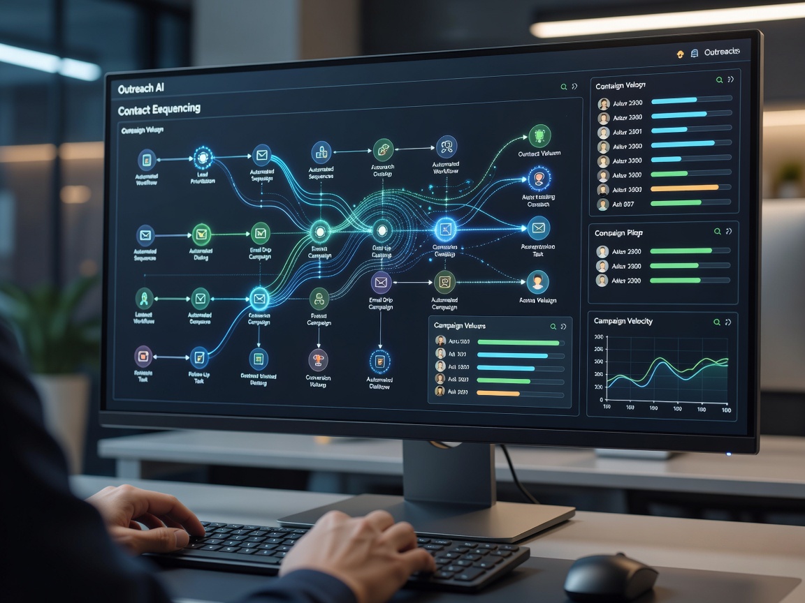 Outreach AI workflow sequencing and contact execution dashboard